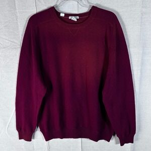 Mark Shale Mens 100% Cashmere Crewneck Sweater Burgundy Red Large Raglan Sleeve